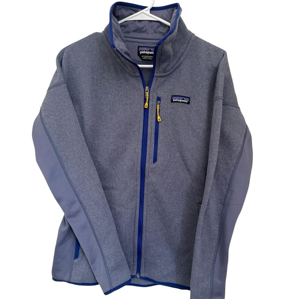 Patagonia Full Zip Sweater Fleece Jacket Gray Blue Chest Pocket women’s Medium